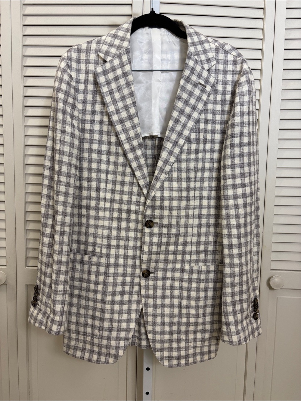 Suitsupply Linen and Silk Checkered Blazer Size 48